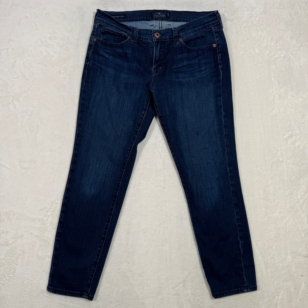 Lucky Brand Capri Womens 10/30 Blue Charlie Pencil Capri Dark Wash Slim Stretch